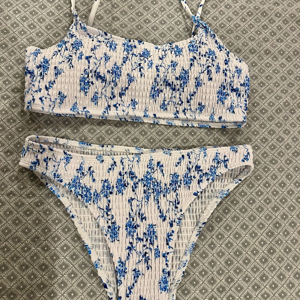 Floral Blue and White Women's Swimsuit